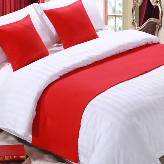 Hotel Bed Runner, Home Bed Scarf, Solid Color Decor, Double Sided, Dual Use, Protection for Home Decor, Hotel, Full/Queen, 19.6 x 82.6 Inches