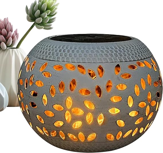 Solar Lantern Outdoor Waterproof,Solar Table Lights Outdoor Waterproof, Hollow Vintage Lamp, LED Lamp Copper Metal Tabletop Light Powered Decorative Lantern