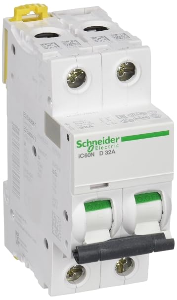 Schneider Electric A9F75232 Automatic Magnetothermal Switch Ic60N, 2P, 32A, D Curve