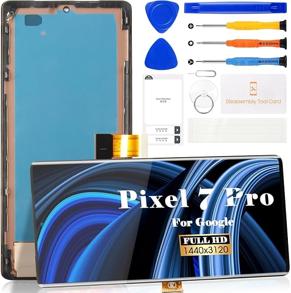SRJTEK OLED for Google Pixel 7 Pro 5G LCD Digitizer for Google Pixel 7 Pro Screen Replacement for Google Pixel 7 Pro GP4BC GE2AE GFE4J Touch Screen Assembly with Frame (Black, with Frame)