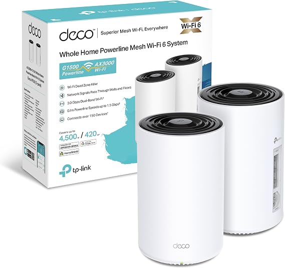 TP-Link Deco PX50 (2-Pack) – WiFi 6 AI Mesh+PLC System, AX3000+G1500 Dual