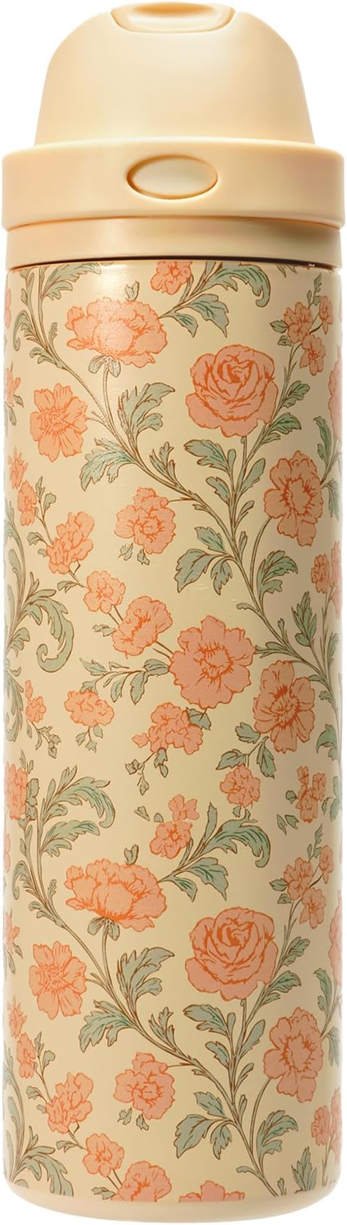 MAYIM Pop-Flip Sip — 26oz Water Bottle with Flip Straw & Chug Lid | 2-Way Drinking System | Click-Lock Handle | Raised 5D Print | Vacuum Insulated (Peach Blossom)