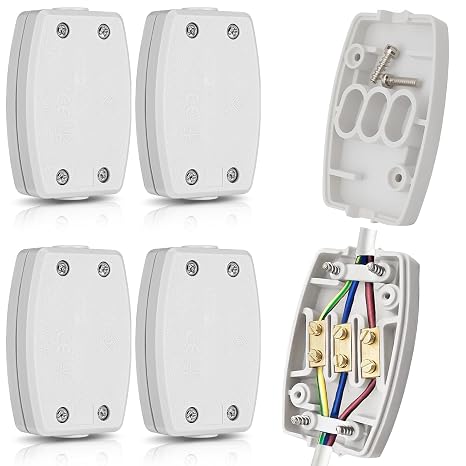 4 Pcs 3 Terminal Electrical Junction Box 13a Flex Connector 3 Core(White)
