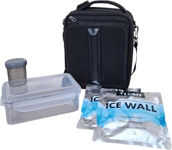 Titan by Arctic Zone Expandable Lunch Box – Insulated, Crush-Resistant Cooler with 2 Ice Walls & Leak-Proof Lining – Meal Prep Bag with Strap & Container for Work & Travel | Black