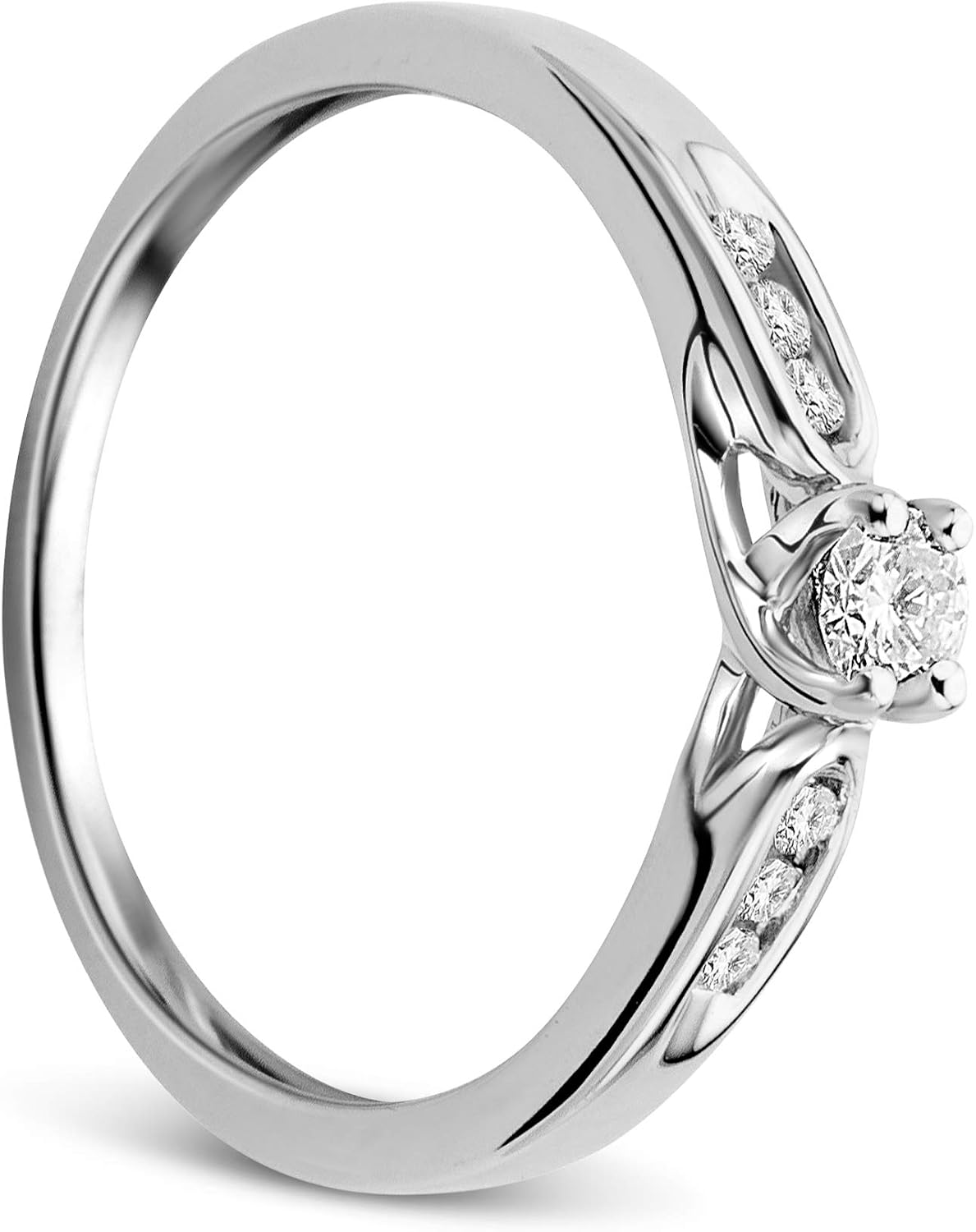 Women's Ring White Gold 0.20 Carat Diamond Engagement Ring 9 Carat 375 Gold and Diamonds