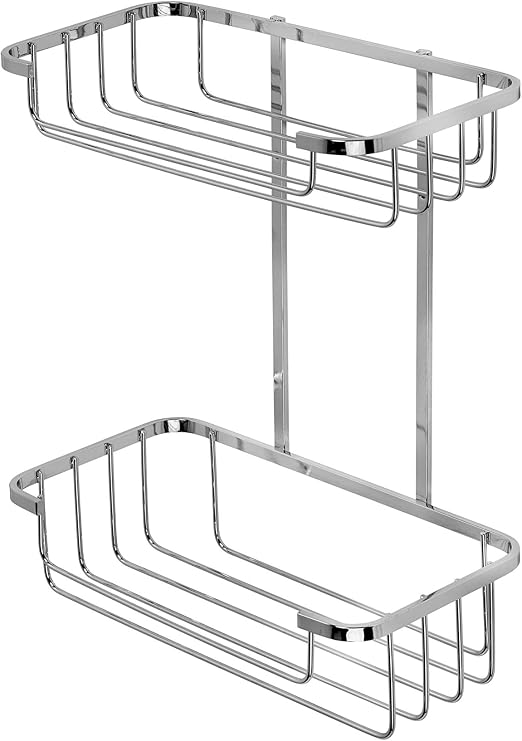 Croydex Stainless Steel Two Tier Shower Caddy, Chrome Plated