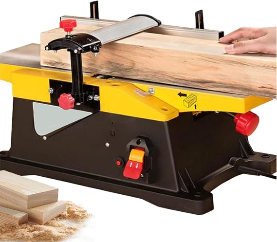 Benchtop Jointer and Planer, 1800W Electric Wood Planer with 12000 RPM and Adjustable 0-3mm Cutting Depth for Precision Woodworking and Thickness Planing