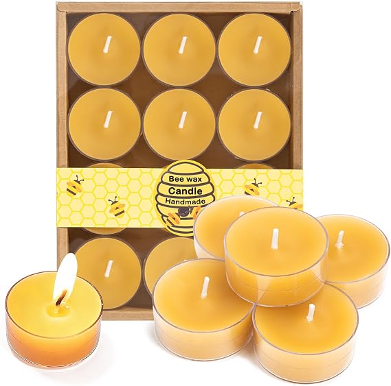 Yikki 12 PCS Beeswax Candles | Handmade Cotton Wick Pure Organic 100% Natural Bees Wax for Relaxation