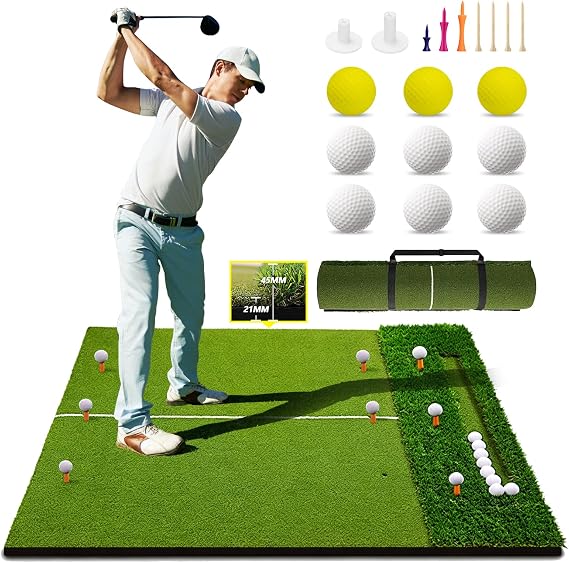 5x4FT Golf Hitting Mat with Ball Tray, 21mm/31mm Practice Mat