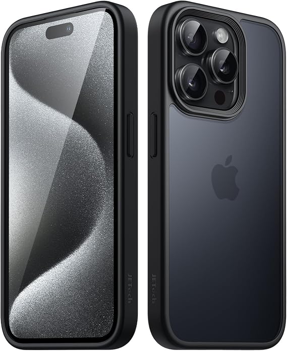 JETech Matte Case for iPhone 15 Pro, Black