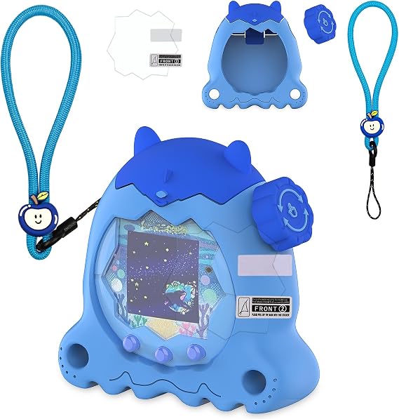Silicone Case and Button Cover for Tamagotchi Paradise Interactive Virtual Pet with Screen Protector and Lanyard Full Protection Two Tone Connection Stand