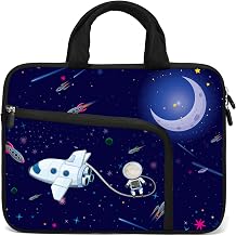 11.6" 12.2 inches Laptop Sleeve Chromebook Case Ultrabook Case Notebook Sleeve PC Messenger Bag Tablet Case Neoprene Handle Sleeve for Kids Men Women, Two Pockets (Rocket and Aircraft)