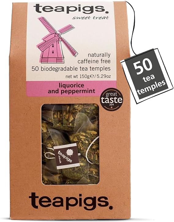 teapigs Liquorice & Peppermint Caffeine Free Herbal Tea, 50 Tea Bags