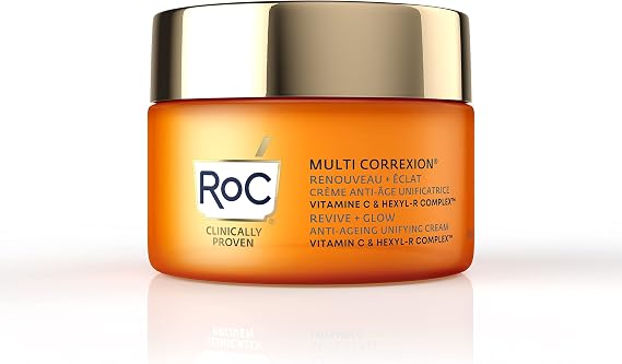 RoC - Multi Correxion Revive + Glow Vitamin C Unifying Cream - Smoothes Wrinkles - Improves Skin Tone and Texture - Prevents Dark Spots - 50ml