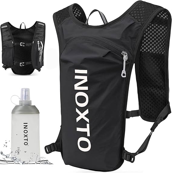 INOXTO ランニングハイドレーションベスト 軽量 断熱パック 250ml ソフトフラスコ デイパック ハイキング トレイル ランニング サイクリング レース マラソン レディース メンズ