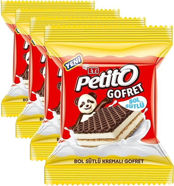 Eti Petito Bol Sütlü Kremalı Sade Kakaolu Gofret 26 g x 24 Adet (4 paketi)