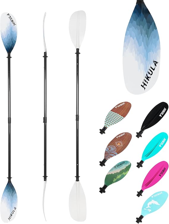 Adjustable Kayak Paddle with Carbon Shaft and Polypropylene Blade, Available in 220-230/220-240/230-250cm, Lightweight Floating Kayak Oars with Original Pattern