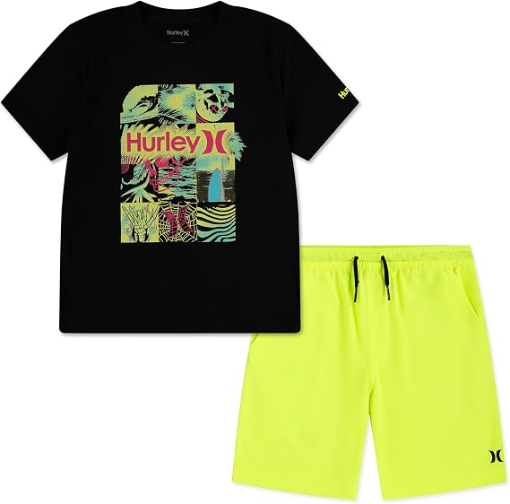 Hurley 88793 - Men's 2-Piece Graphic T-Shirt Shorts Set