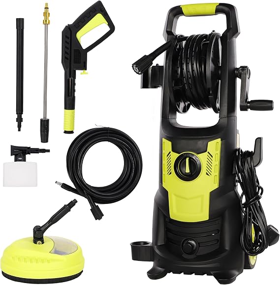 Pressure Washers 1800W 135bar 450L/H, Electric Pressure Washer with Patio Brush, Power Washer with Adjustable Spray Nozzle, Jet Washers for Patio/Car/Garden/Yard/Fences/Driveways