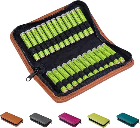 Homeopathic Pocket Pharmacy Globuli Bag for the Book The Great Homeopathy Manual (GU) by Dr. Markus Wiesenauer filled with Globuli Tubes (glass) made of genuine leather  24