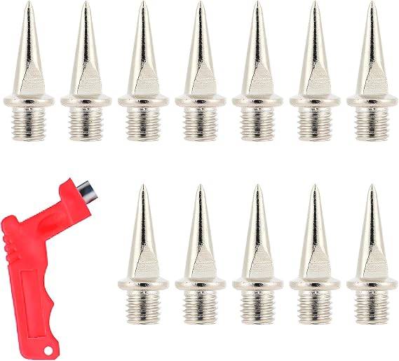 Cosswe 60pcs Cross Country Spikes and Stainless Steel Track Golf Shoe Spikes Athletic Metal Spikes with Spike Wrench, Replacement Spikes for Sprint Sports Short Running Track Shoes