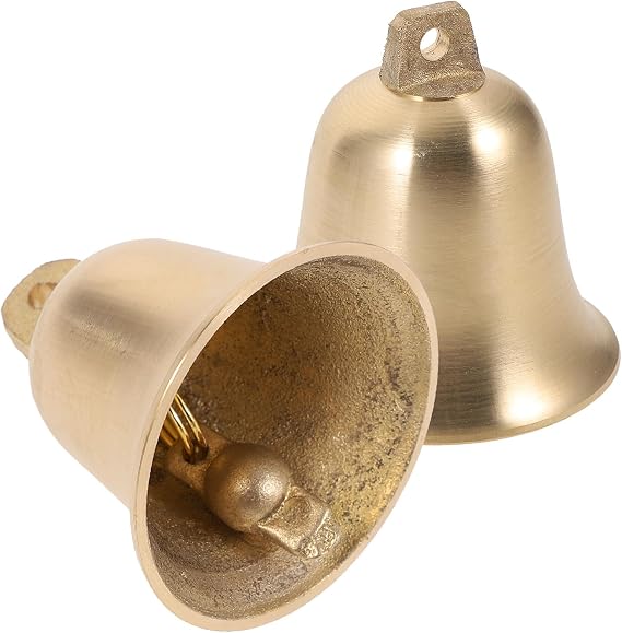 2pcs Mini Metal Antique Bell with Golden Brass Finish