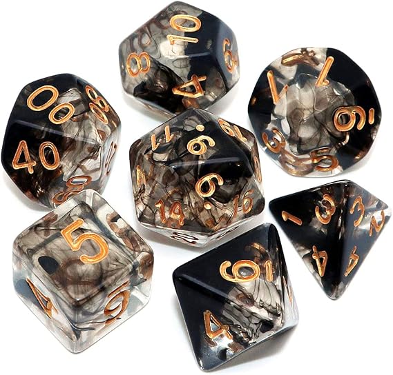 Dndゲームダイス7点セット ダンジョン&ドラゴンズ D&d Rpg パスファインダー テーブルゲーム 透明ミックス ブラッククラウド 多面体ダイス