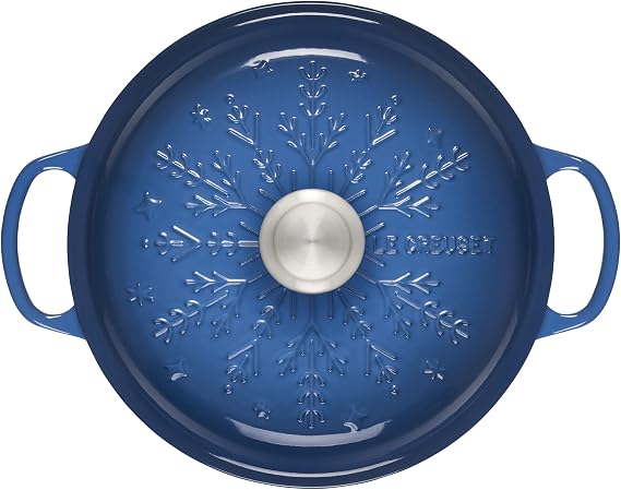 Le Creuset Noel Collection: Signature Cast Iron Braiser Embossed Snowflake w/Stainless Steel Knob, 2.25 qt., Marseille