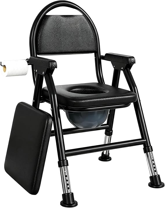 Adjustable Commode Chair with Padded Seat for Elderly Disabled Adults