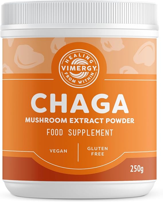 VIMERGY Wild Chaga Organic Whole Mushroom Extract Powder, 250 g
