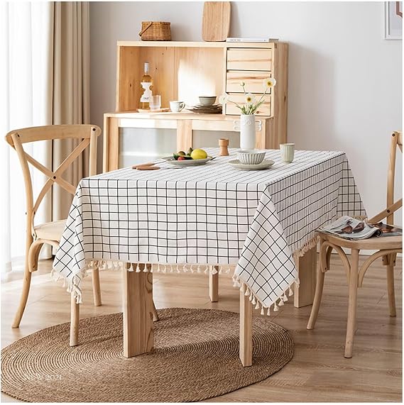 Faux Linen Table Clothes for Rectangle Tables 90x90cm Manteles De Mesa De Tela para Fiestas Farmhouse Christmas/Thanksgiving Tablecloth