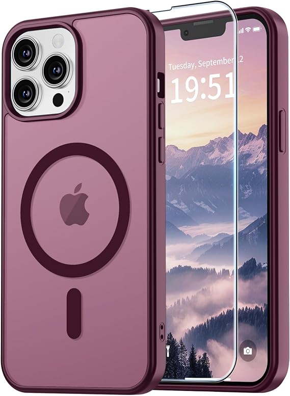 vnnink iPhone 13 Pro Max用 ケース ワインレッド