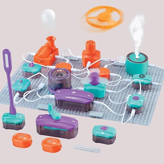 Electronic Circuit Set with 45 Circuit Blocks 101 Experiments Learning Electricity DIY Electronics Exploration Kit Physics Science Circuits Toy STEM Learning Toy for Age 3+