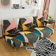 Beacon Pet Stretch Sofa Slipcover Armless Futon Cover Printed Fitted Furniture Protector Elastic Polyester Spandex Washable Armless Sofa Cover Folding Couch Shield Sofa Cover
