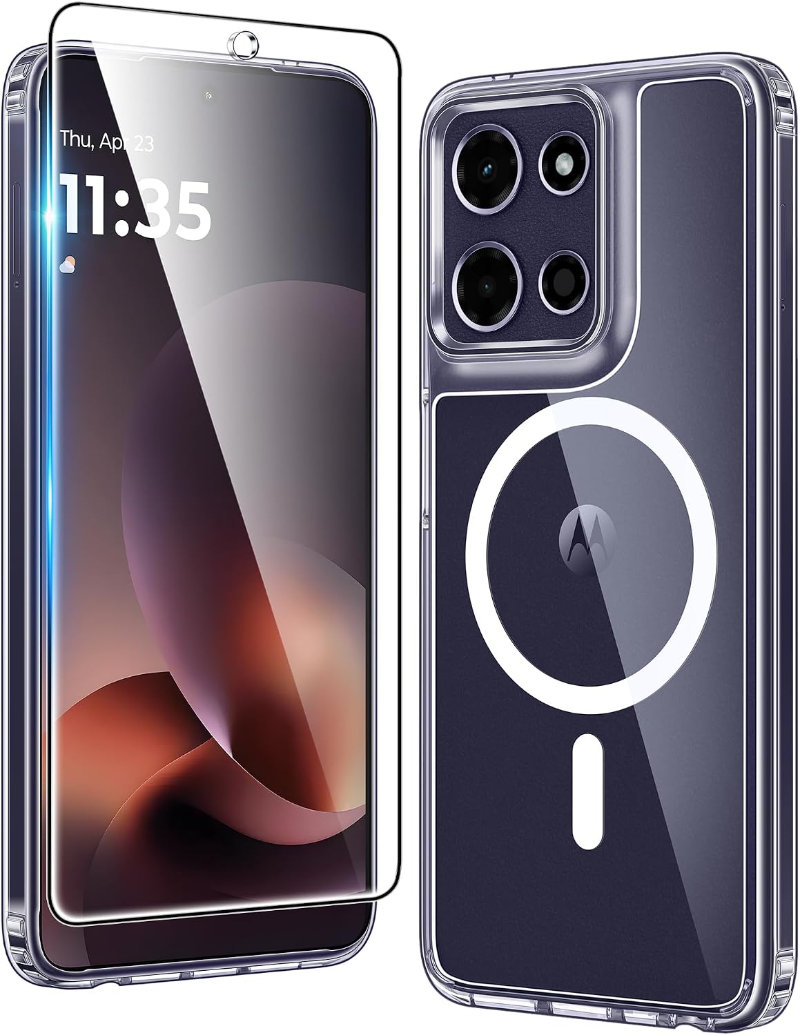 Motorola Moto G-Power-5G-2026用FNTCASE ケース:Moto G Power 2025用ケース クリア スリム 黄変防止 携帯電話カバー - 頑丈な耐衝撃保護バンパー透明携帯電話ケースクリア磁気