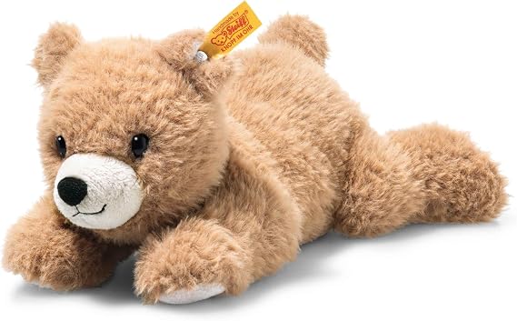 Steiff Barny Brown Bear lying 22 cm, Stuffed Animal Teddybear, fluffy Plush-Toy for playing & cuddling, Teddy made of cuddly soft Plush for gentle Baby Skin, Machine washable
