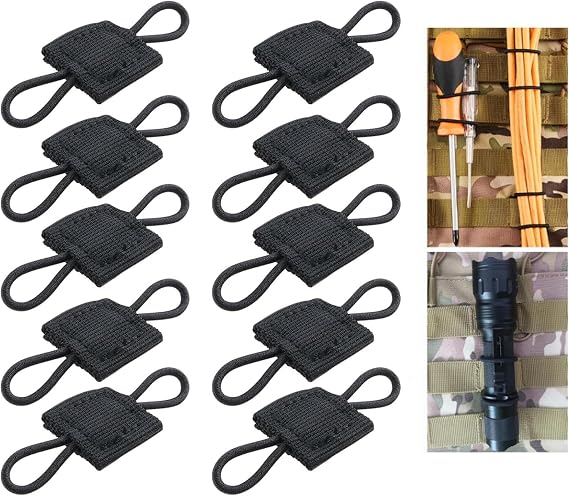 Attachments Binding Retainer,10 PCS Gear Holder Clip Multipurpose Backpack Molle Accessories Elastic Webbing Lock Attachments for Tactical Vests Binding Retainer Webbing