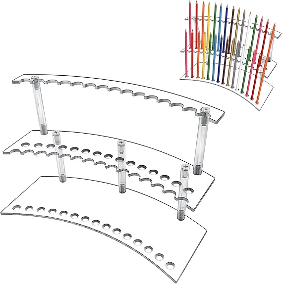 30 Slots Clear Pen Display Stand, Acrylic Pen Holder,Makeup Brushes Holder