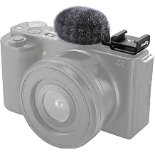 SMALLRIG Cold Shoe Adapter with Wind Muff Windshield for Sony ZV-E10 II/ZV-1F / ZV-E10 / ZV-1 / ZV-E1 / ZV-1 II, Wind Furry for Light Microphone Attachment, Black - 3526