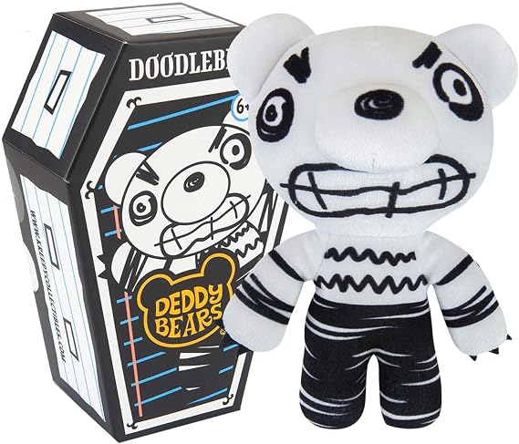 Deddy Bears Doodlebear Soft Toy 14cm Coffin Box, Plush Idea Spooky Collectable - 15cm X 8cm White X 1