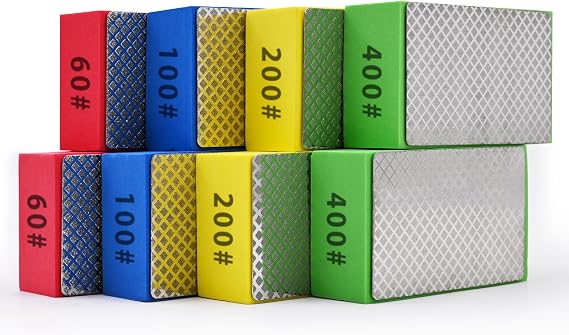 セラミックタイルガラス研削、サンディングブロック研磨用ダイヤモンドハンドポリッシュパッド 8個 60#、100#、200#、400#