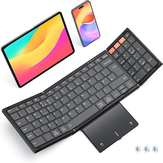 MEETION Folding Bluetooth Keyboard with Touchpad, UK QWERTY