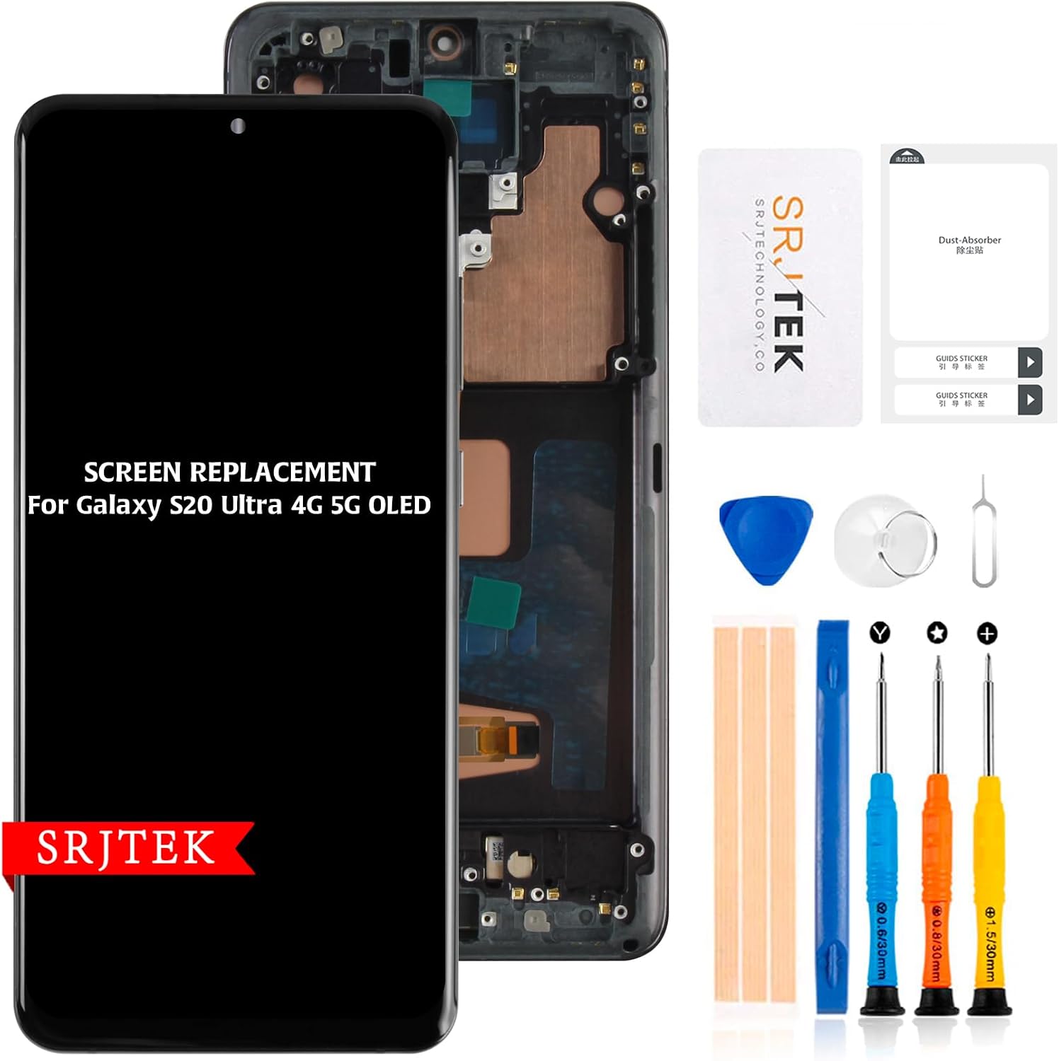 SRJTEK For Samsung Galaxy S20 Ultra 5G LCD Screen OLED Fingerprint Support 6.78 Not OEM Screen Replacement Repair Frame Touch Panel Digitizer for SCG03 SM-G988 Model LCD Display Touch Screen