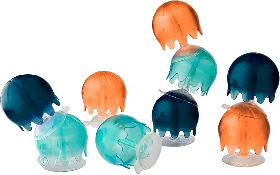 Boon Tomy Jellies Baby Bath Toys, 9 Jellyfish with Suction Cup - Bpa Free, Toddler Toy Suitable for 1, 2 & 3 Years Old Boys & Girls - Navy/Coral
