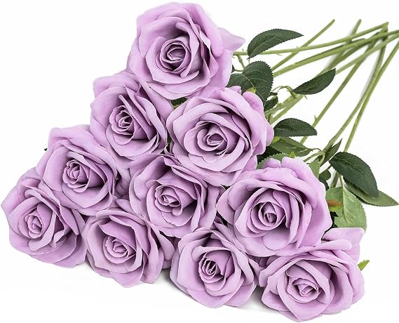 10Pcs Artificial Roses Faux Flowers Single Stem for DIY Home Wedding Decor