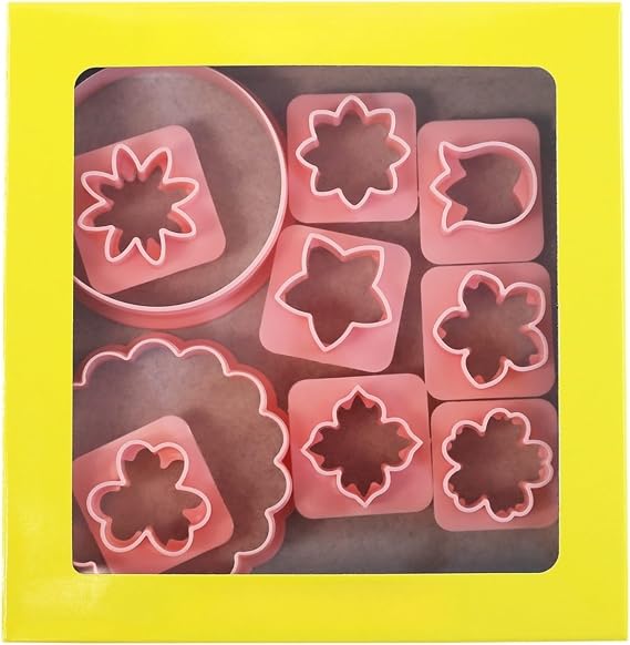 Flower-Shaped Cookie Set Biscuit Baking, Food-Safe for PP Material, Easy Press Operation Butter Cookies and Treats, Pink