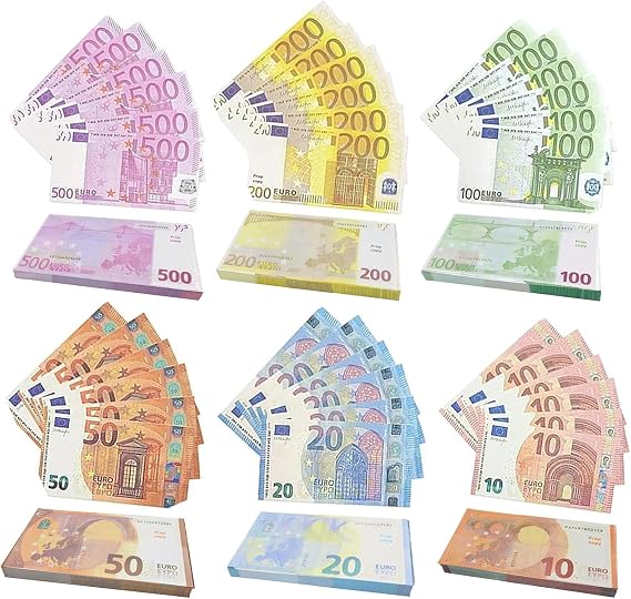 Play money set, 120 sheets of game currency, face value 10/20/50/100/200/500, 20 pieces per face value, to learn counting and to improve cognitive skills of money