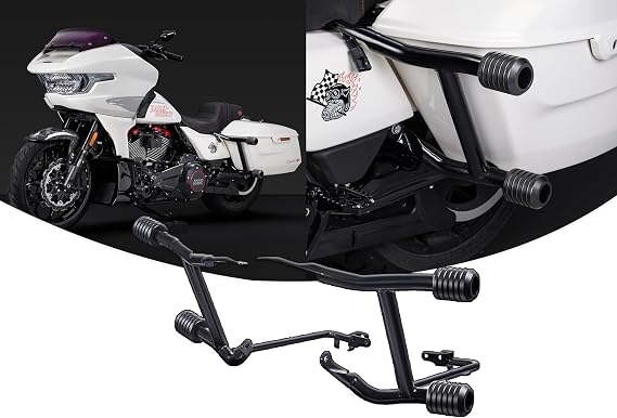 Advanblack Protek Rear Performance Crash Bar Saddlebags Guards for '14-'24 Harley Touring (Black CNC)