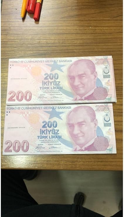 1 DESTE RENKLİ GEÇERSİZ ŞAKA PARASI 200 TÜRK LİRASI TAM 100 ADET Pembe