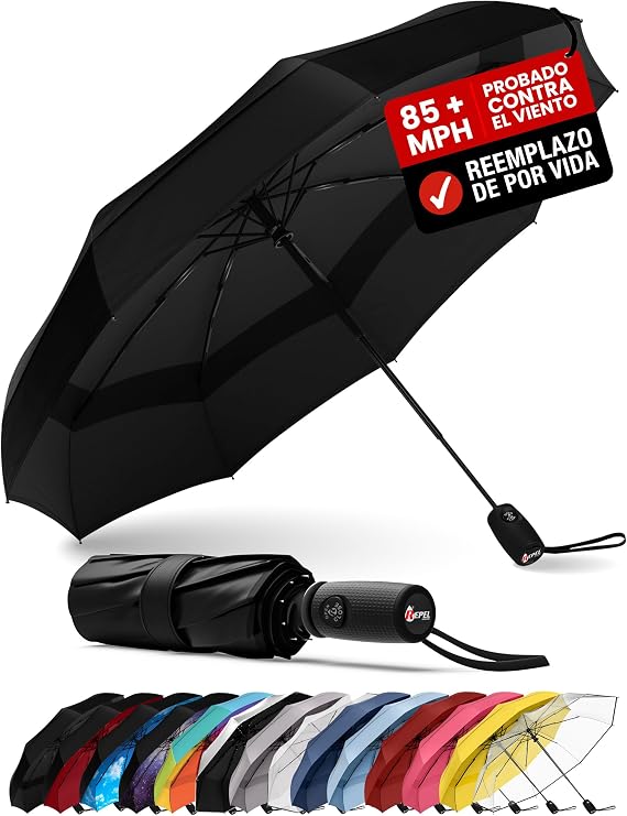 Repel Umbrella Automatic Folding Windproof Umbrella - Windproof Travel Umbrella - Auto Open and Close, Compact, Durable - Sturdy Fiberglass Structure